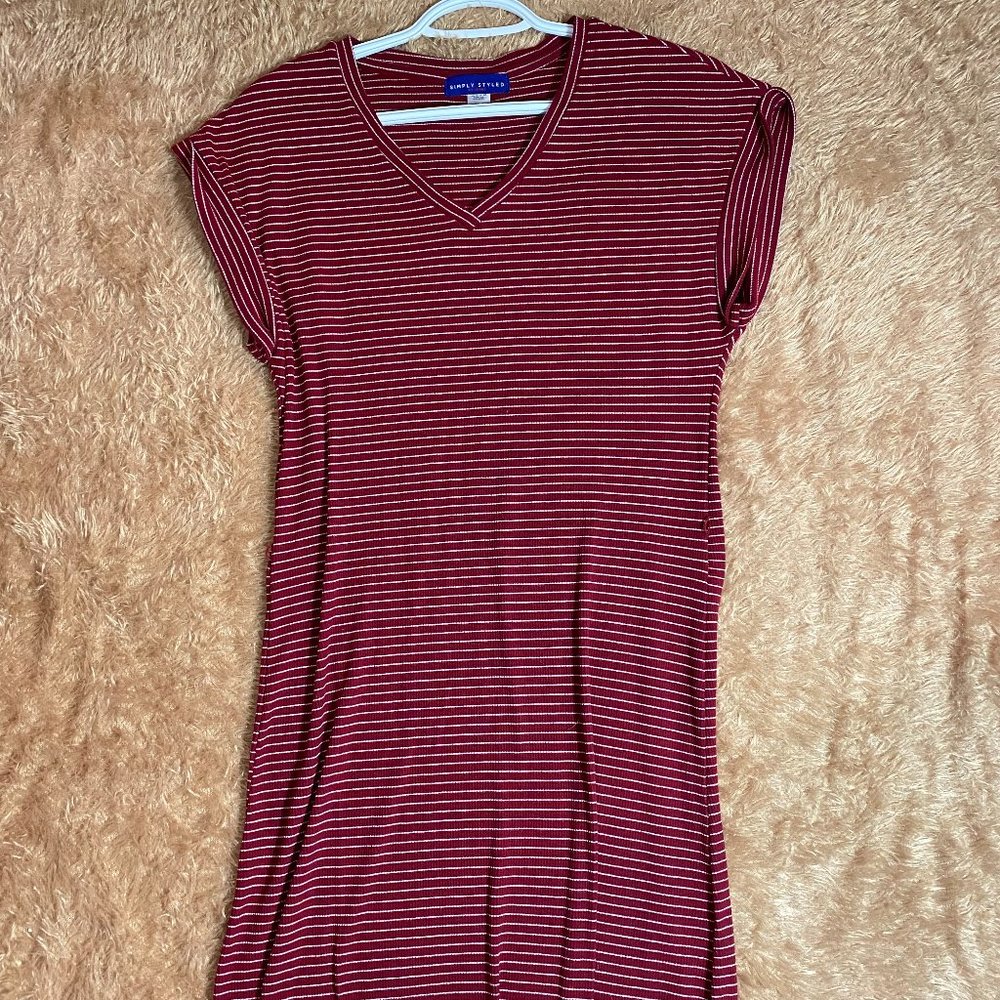 Simply Styled Maroon Striped Maxi Dress Size
